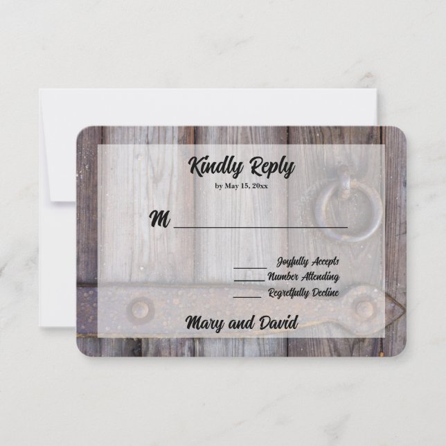 Carte RSVP de mariage de la porte de la cave (Devant)