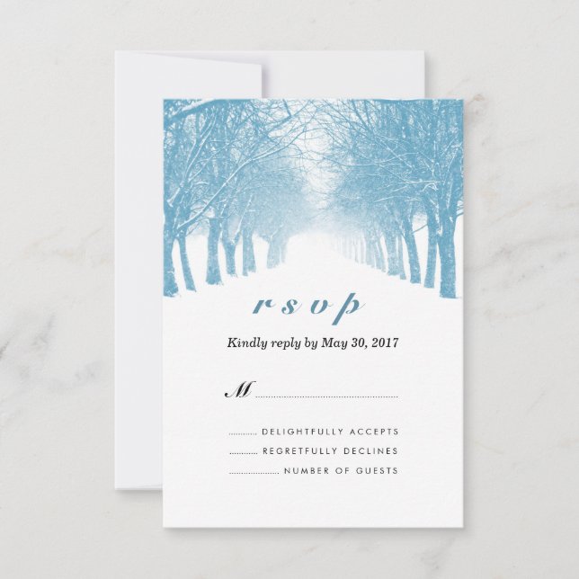 Carte RSVP de mariage de l'avenue des arbres d'hiv (Devant)
