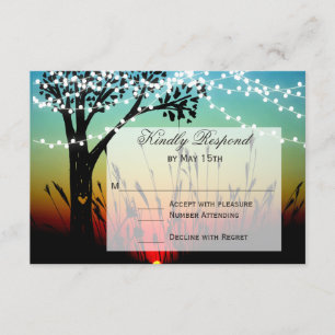 Carte RSVP de mariage de mariage de l'arbre rustiq