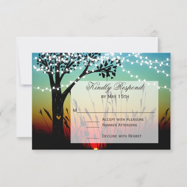 Carte RSVP de mariage de mariage de l'arbre rustiq (Devant)