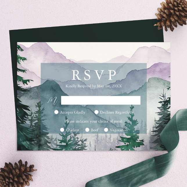 Carte RSVP de mariage de Misty Mountain Forest (Créateur téléchargé)