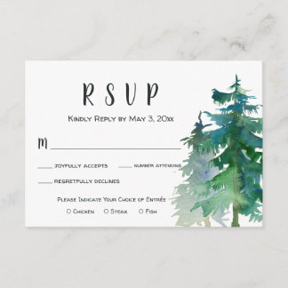 Carte RSVP de mariage de montagne avec choix pour 