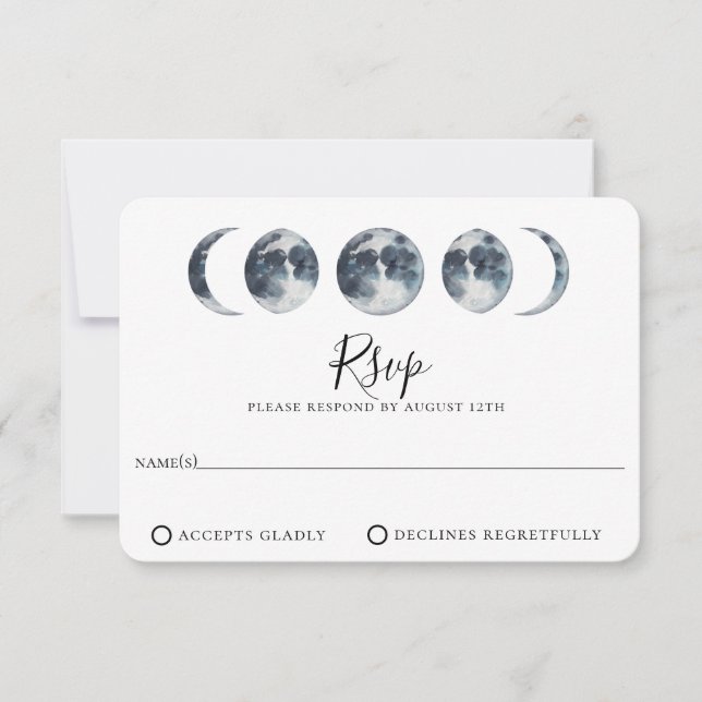 Carte RSVP de mariage de phase de la Lune bleue de (Devant)