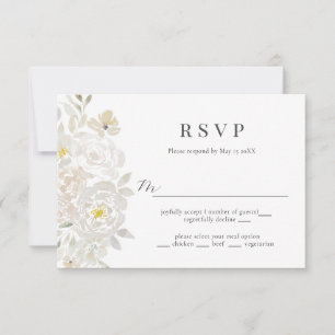 Carte RSVP de mariage de pivoine d'aquarelle blanc