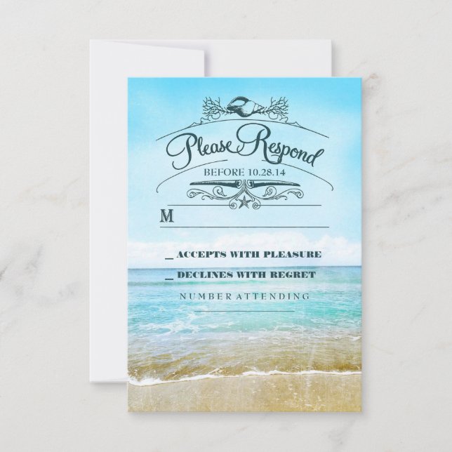 Carte RSVP de mariage de plage (Devant)