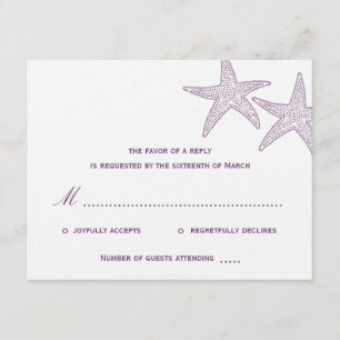 Carte RSVP de mariage de poisson d'entrée - violet