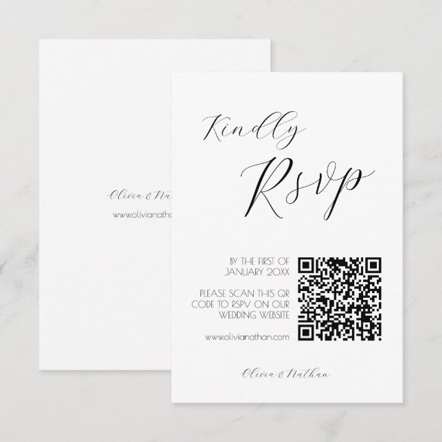 Carte rsvp de mariage de script chic minimal (Devant / Derrière)