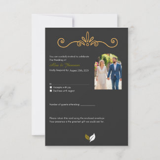 Carte RSVP de mariage de script élégant