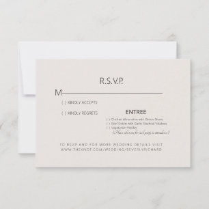 Carte RSVP de mariage de simplicité beige