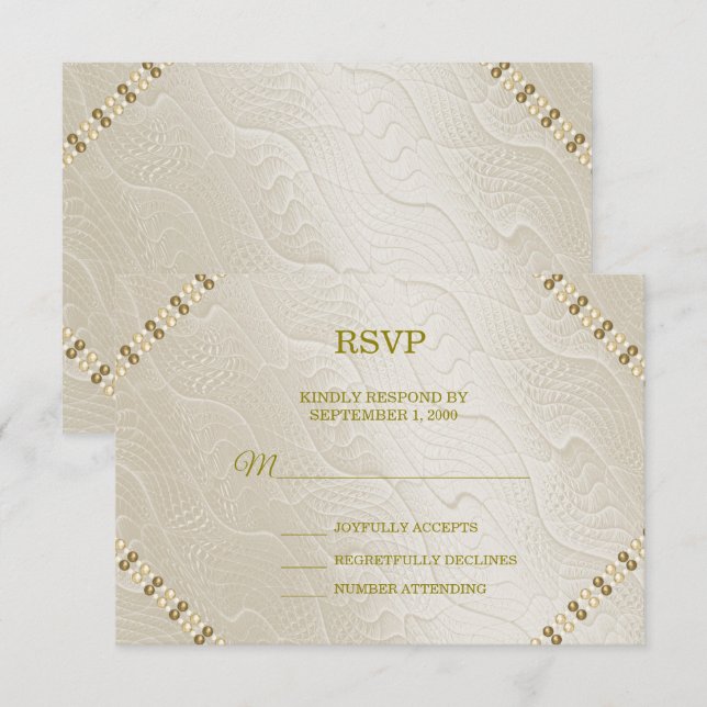 Carte RSVP de mariage décoratif crème (Devant / Derrière)