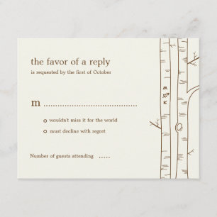 Carte RSVP de mariage des oiseaux - Sketchy