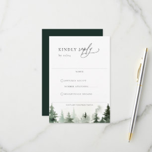 Carte RSVP de mariage des pins de forêt sauvage
