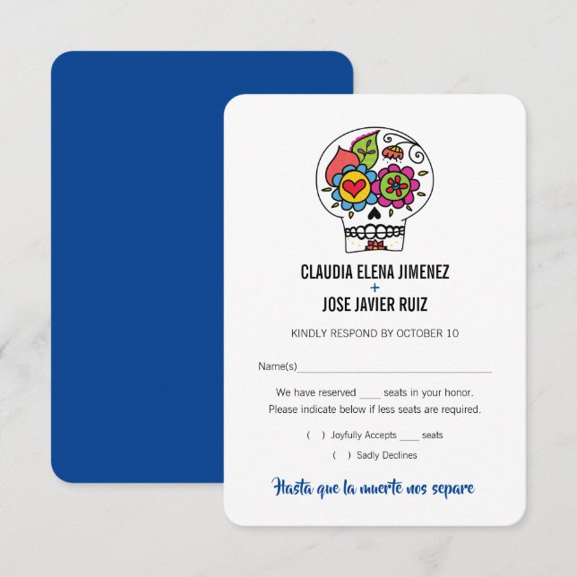 Carte RSVP de mariage Dia de los Muertos (Devant / Derrière)