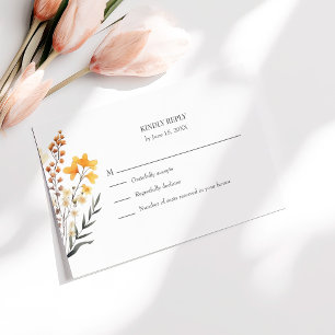 Carte RSVP de mariage du Fleur sauvage de pêche