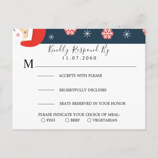 Carte RSVP de mariage du Père Noël (Devant)