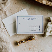 Carte RSVP de mariage du phare nautique