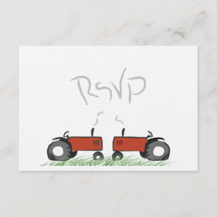 Carte RSVP de mariage du tracteur rouge