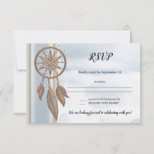 Carte RSVP de mariage Dusty Blue Dreamcatcher