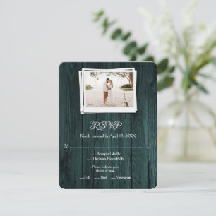 Carte RSVP de mariage en bois turquoise
