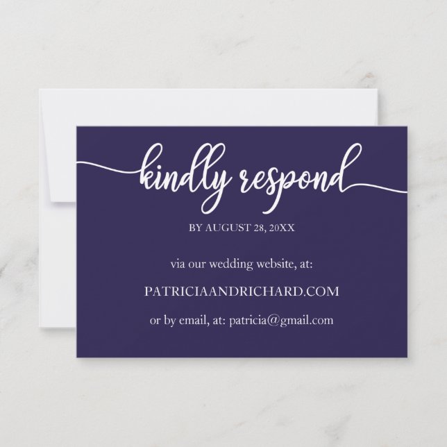 Carte RSVP de mariage en ligne Marine Blue Calligr (Devant)