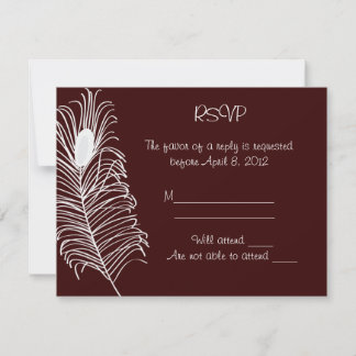 Carte RSVP de mariage en plume