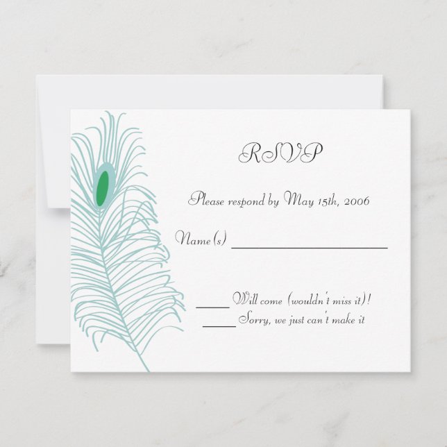 Carte RSVP de mariage en plume (Devant)