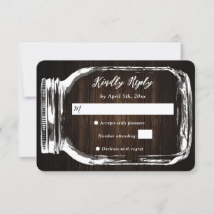 Carte RSVP de mariage en pot en bois rustique