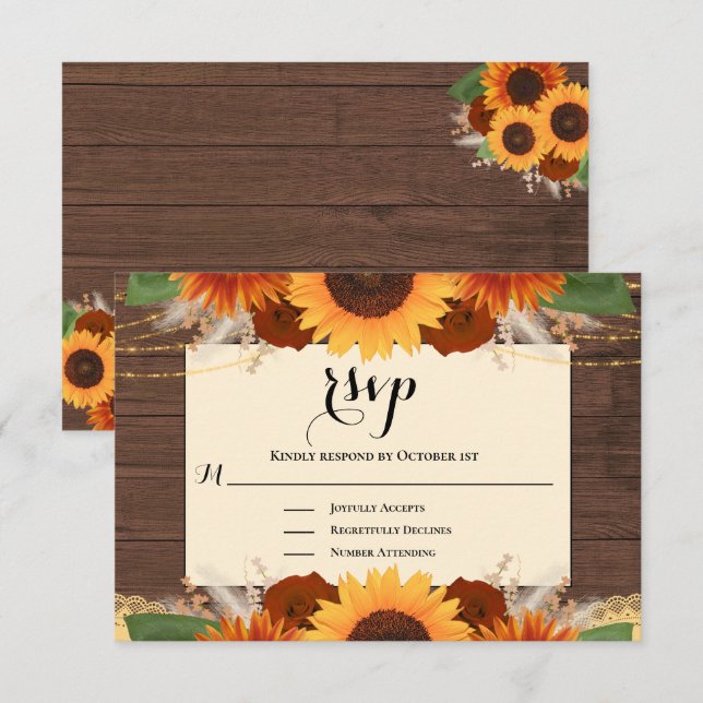 Carte RSVP de mariage en terre cuite de tournesol  (Devant / Derrière)
