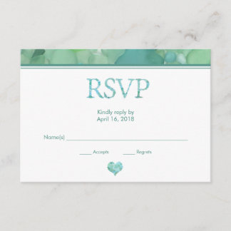 Carte RSVP de mariage en verre de mer