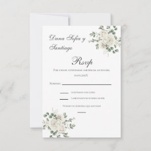 Carte RSVP de mariage espagnol Boho