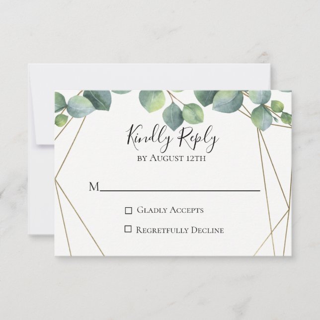 Carte RSVP de mariage Eucalyptus géométrique (Devant)