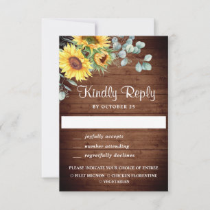 Carte RSVP de mariage Eucalyptus Sunflowers Aquare