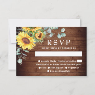 Carte RSVP de mariage Eucalyptus Sunflowers Aquare