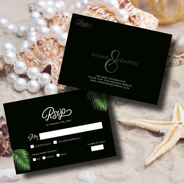 Carte RSVP de mariage Feuille de palme d'aquarelle (Créateur téléchargé)