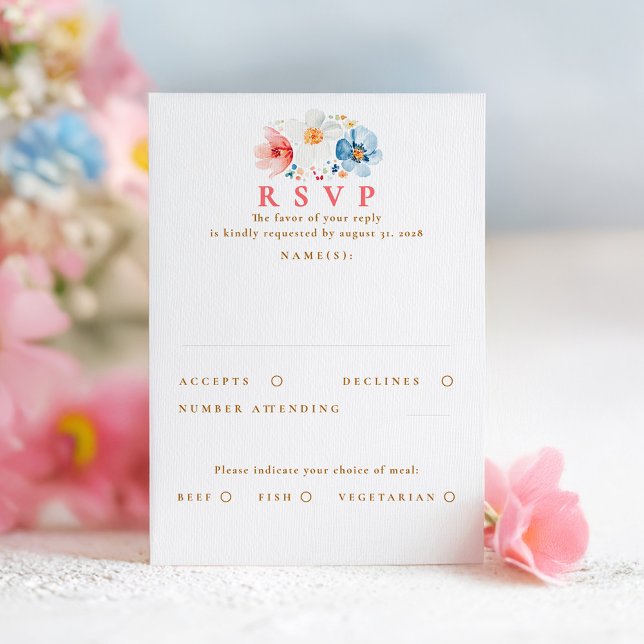 Carte RSVP de mariage fleur sauvage (Wildflowers wedding RSVP card)