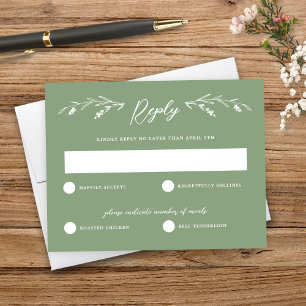 Carte RSVP de mariage Fleur sauvage rustique Sage 
