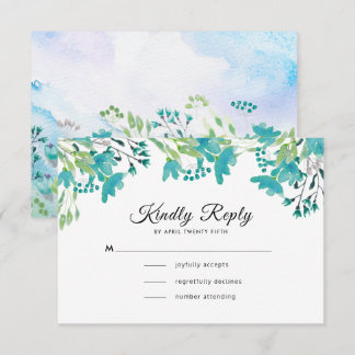 Carte RSVP de mariage Fleur sauvage Watercolor