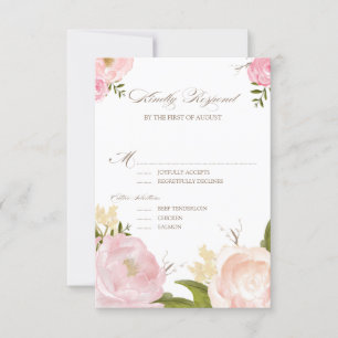 Carte RSVP de mariage Fleurs d'aquarelle romantiqu