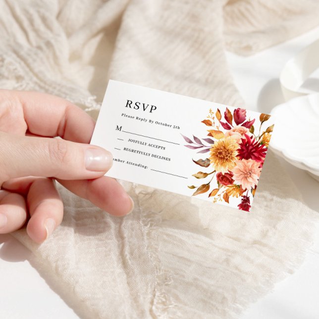 Carte RSVP de mariage Fleurs d'automne (Créateur téléchargé)