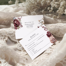 Carte RSVP de mariage floral Boho Bourgogne
