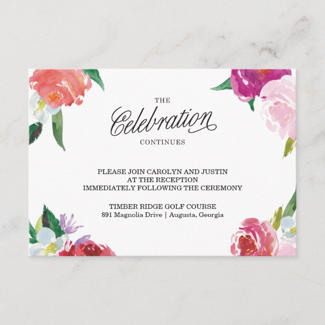 Carte RSVP de mariage floral moderne (Devant)