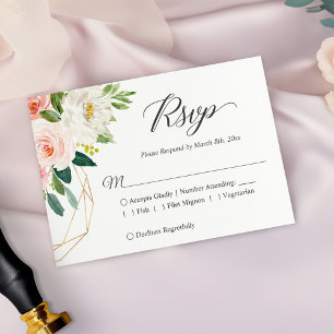 Carte RSVP de mariage floral rose et élégant moder