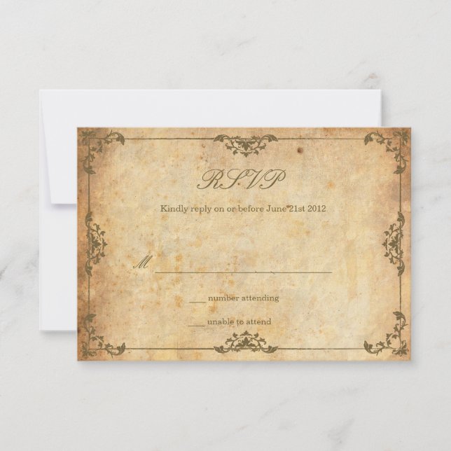 Carte RSVP de mariage floral vintage (Devant)
