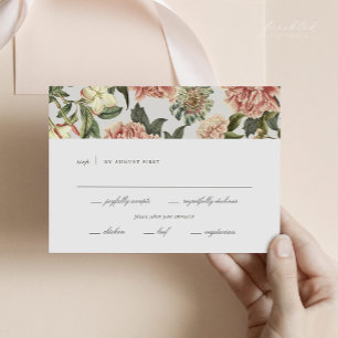 Carte RSVP de mariage floral vintage avec options 