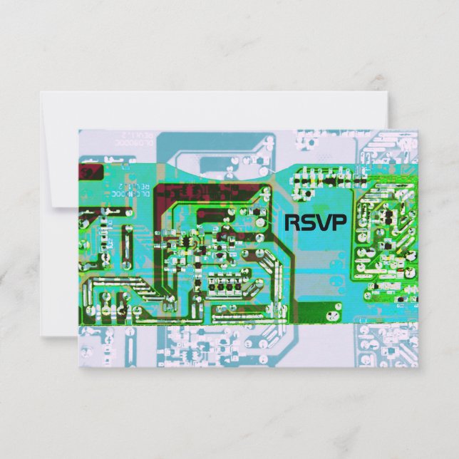 Carte RSVP de mariage geek high-tech (Devant)