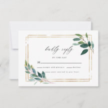 Carte RSVP de mariage Gold Eucalyptus Leaf