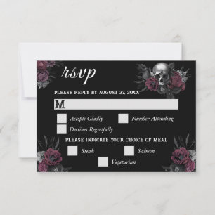 Carte RSVP de mariage gothique floral de Bourgogne