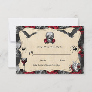 Carte RSVP de mariage gothique Vintage d'Halloween