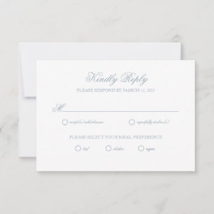 Carte RSVP de mariage gris bleu Dusty