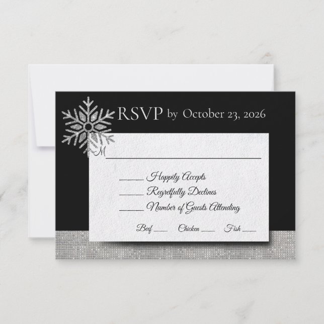 Carte RSVP de mariage hivernal de Snowflake Diamon (Devant)